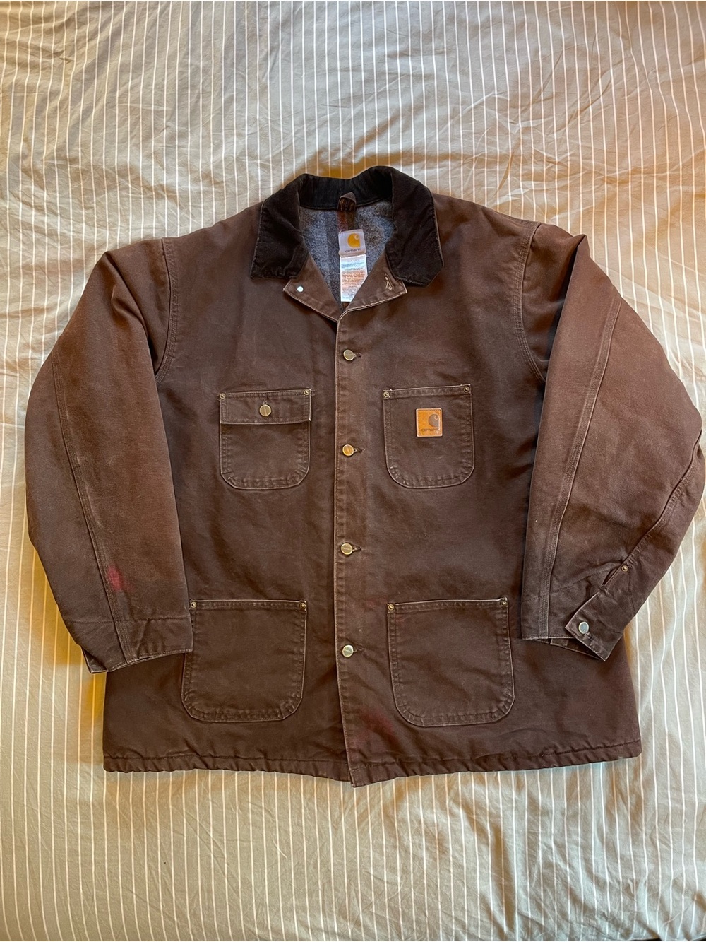 Vintage Carhartt Jacket C02 DKB Blanket Lined Chore Coat Dark Brown SizeXXL Tall